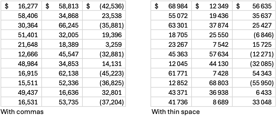 Thousands separator in Excel as thin space instead of comma